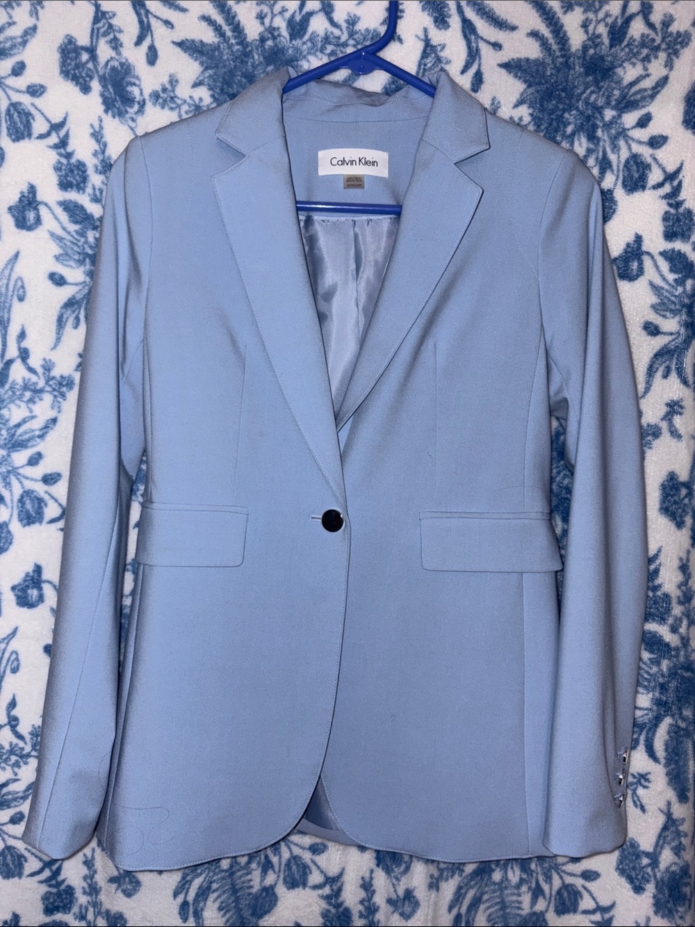 Calvin Klein Pastel Blue Single-Button Blazer